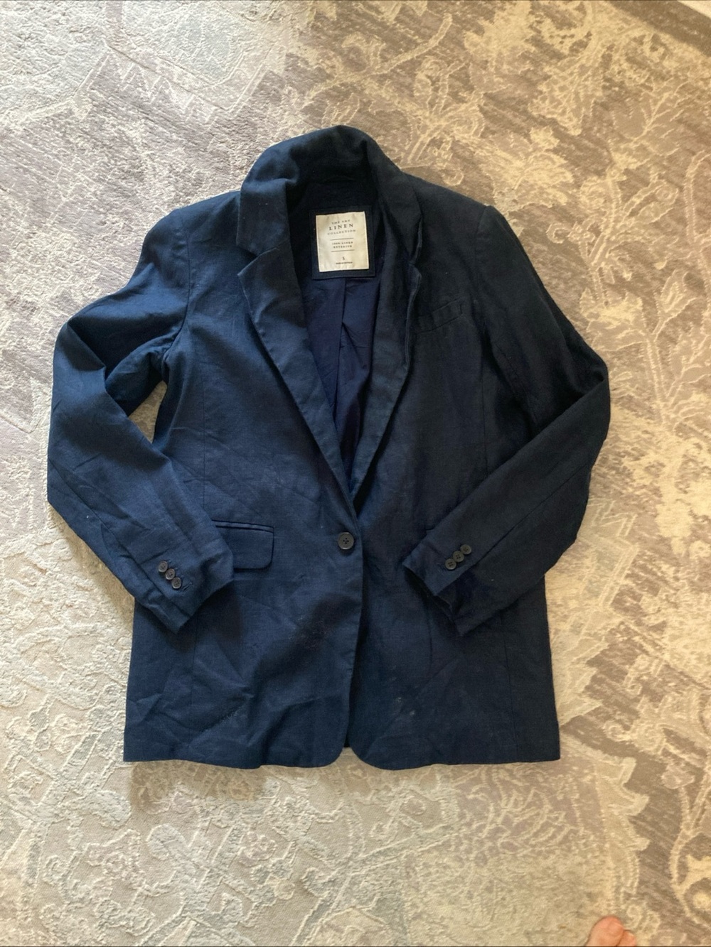 Abercrombie & Fitch Navy Tailored Linen-Blend Blazer